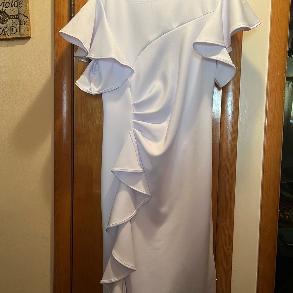 Elegant Ruffled White Dress